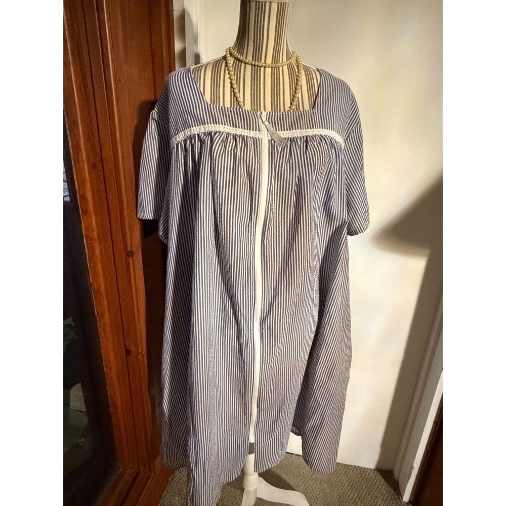 Rare Size Coastal Grandma Classic Americana Breathable Seersucker House Dress